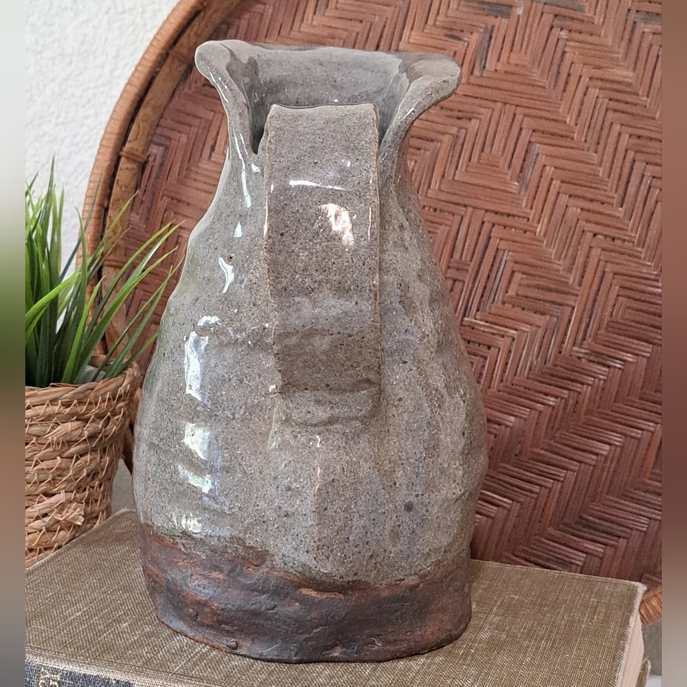 Handmade Rustic Textured Pottery Pitcher Boho Vase - Picture 3 of 11